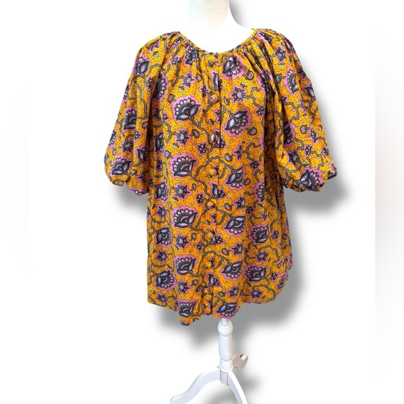 Rhode Paloma Dress in Gold Lotus‎ Print Oversized Button Resort Chic Medium - Picture 5 of 15